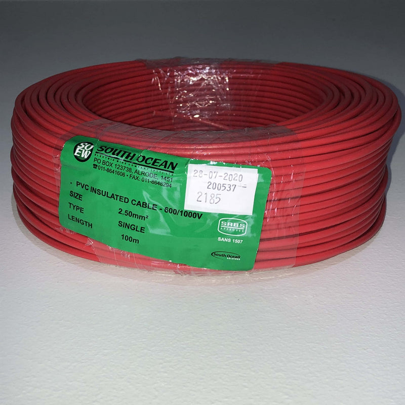 2.5mm House Wire (Red) 100m Roll SABS Approved