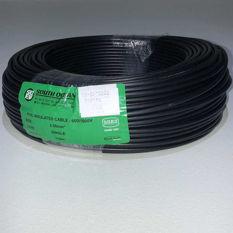 2.5mm House Wire (Black) 100M Roll SABS Approved