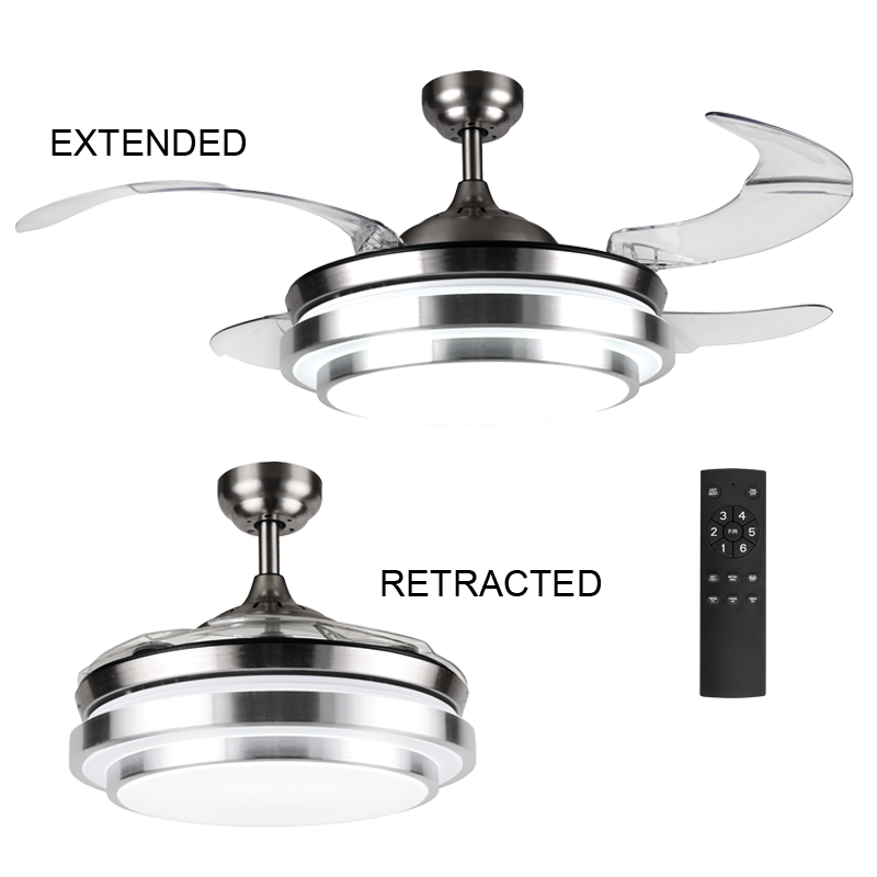 Bright Star Lighting FCF043 SATIN Retractable Blades Ceiling Fan