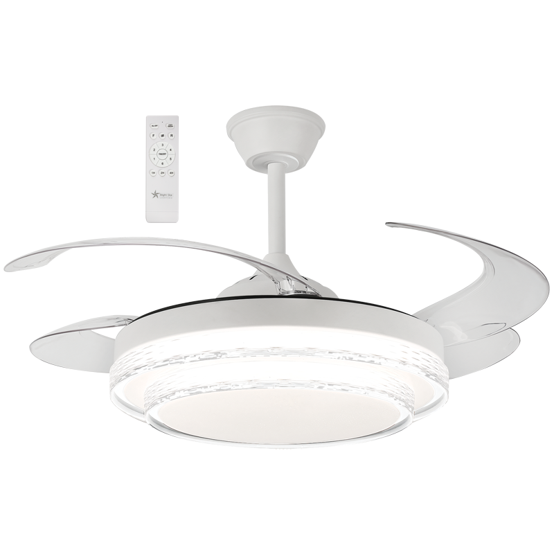 Bright Star Lighting FCF094 White Retractable Blades Ceiling Fan