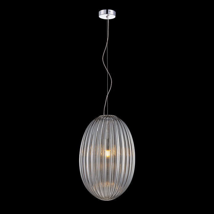 K. Light A-KLCH-900-L/SM Chrome with Smoke Glass 230v 60W E27 Marilyn Large Glass Pendant