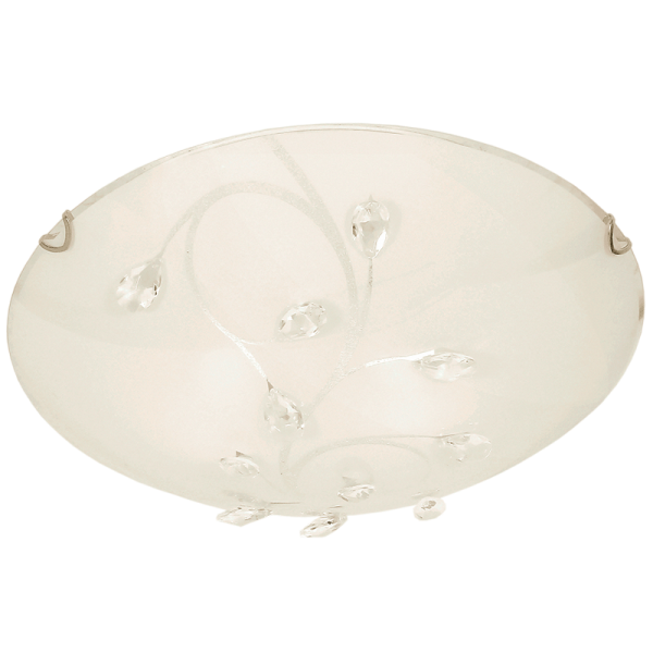 Bright Star Lighting CF631 LARGE Frosted Patterned Glass Fitting with Clear Acrylic Crystals