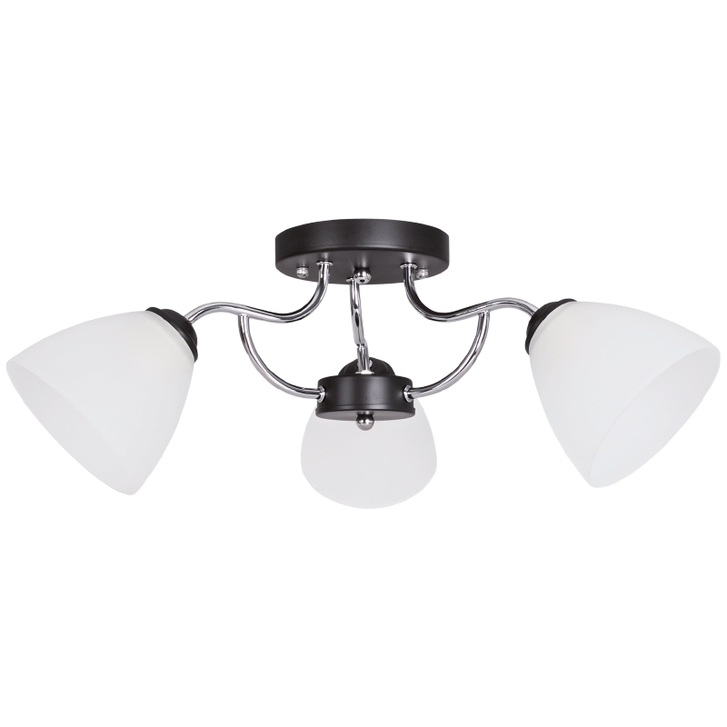 Bright Star Lighting CH178/3 CHROME Polished Chrome and Black Metal Chandelier with Frosted Glass