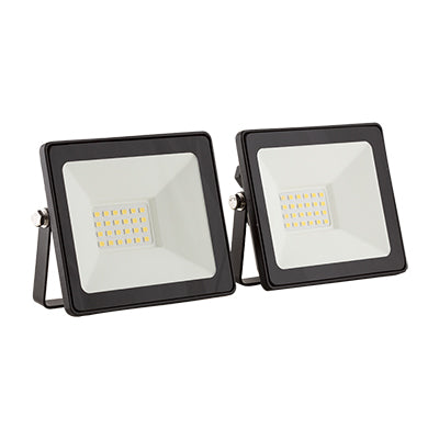 Eurolux FS278 LED Floodlight Cool White 4000k 20W - Twin Pack Black