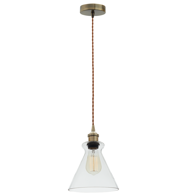 Bright Star Lighting PEN536 CLEAR E27 CLEAR GLASS BROWN CABLE Pendant