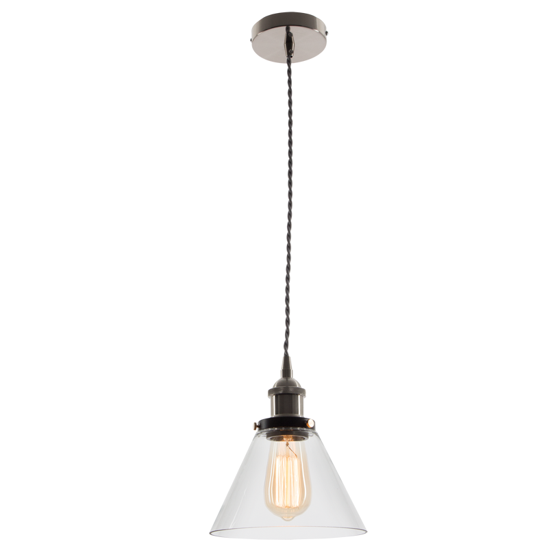 Bright Star Lighting PEN576 SATIN E27 CLEAR GLASS GREY CABLE Pendant